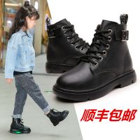 女童鞋2020新款儿童马丁靴男真软皮秋冬学生防滑单靴皮靴加绒短靴 黑色[侧拉链单靴]春秋款 26 内长15.7厘米