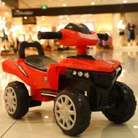 儿童电动车四轮摩托车防侧翻宝宝带早教音乐沙滩车滑行车助步车灯 红色沙滩车(滑行款)+礼品