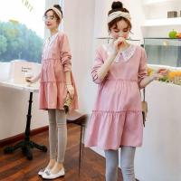 孕妇春装秋装套装连衣裙长袖宽松中长款孕妇裙两件套单件/套装668 粉色上衣 M
