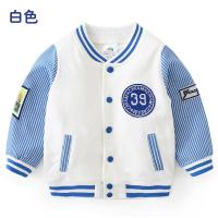 宝宝贴标棒球服春秋装新款童装男童装儿童拼色外套wt5937 白色 90