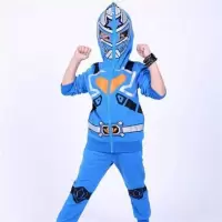 铠甲勇士秋款衣服童装奥特曼男童男孩春秋天儿童纯棉万圣节薄外套 蓝色 110码[建议身高100cm左右]