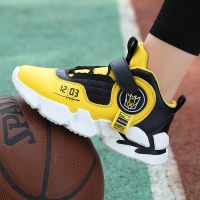 儿童篮球鞋新款皮面防水男童轻便跑步鞋子中大童男孩球鞋潮 黄色-679[皮面防水] 26 码/内长16.5CM
