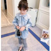 女童风衣2021春秋新款中大童外套时尚韩版女孩洋气中长款儿童上衣 浅蓝色 110 建议体重30斤左右