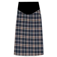 孕妇半身裙套装毛衣外套秋冬潮妈外穿中长款时尚格子一步裙两件套 格子 M