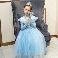 冰雪奇缘爱莎公主裙女长袖春秋装新款万圣节演出服儿童艾莎连衣裙 裙子 110