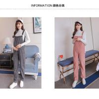 孕妇秋冬装2020时尚背带裤宽松外穿潮妈孕晚期灯芯绒孕妇装背带裤 肤色单件[安全裤] M