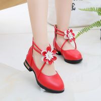 女童皮鞋儿童凉鞋 洋气女 高跟鞋公主鞋单鞋韩版中大童春秋新款 728红色 33码内长20.2ccm