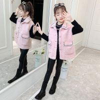 女童秋冬新款韩版小香风马甲洋气儿童秋冬款宽松羊羔绒皮毛一体潮 粉红色 宝宝偏胖建议拍大一码37款 110(100-110