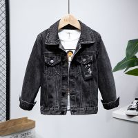 男女童装新款童装牛仔外套潮中大童洋气牛仔服牛仔上衣外套 黑色907 100