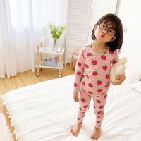 2020儿童莱卡棉长袖内衣套装春秋宝宝秋衣秋裤男童女童家居服睡衣 N01C-草莓款 73