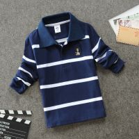 童装男童长袖T恤纯棉翻领 中大童宝宝带领打底衫上衣儿童秋衣春秋 CF-藏青 100