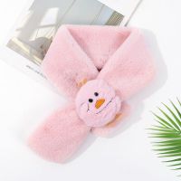 加厚儿童围巾冬季柔软毛绒围脖可爱小鸭男童宝宝围巾百搭小围巾冬 粉色毛绒围脖鸭