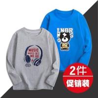 男童长袖t恤2020男装12大童潮流7男胖15岁中大夏季宽松男孩8秋装6 T耳机灰+T闪电蓝 100cm(建议20-30