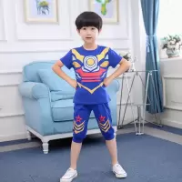 童装男童夏装儿童套装宝宝蜘蛛侠卡通短袖两件套男孩子运动衣服潮 1909蓝色送手表眼罩 110码[建议100cm高]