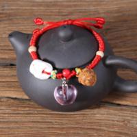 宝宝辟邪手链 新生婴儿宝宝 胎毛手链纪念品 胎发吊坠手链 粉色胎毛瓶手链(无刻字款)