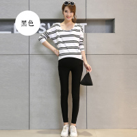 [孕妇裤子春夏外穿]孕妇装春秋装打底裤春天裤子牛仔裤怀孕裤子 弹力棉黑色+春秋款 M
