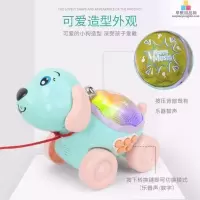 音乐拉线狗儿童狗狗玩具拖拉走路会唱歌动物男女孩触摸仿真电动狗 中号拉线狗绿色带螺丝刀普通电池
