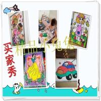 30x40带框儿童水彩画涂鸦水粉画广场摆摊画diy益智涂色颜料选画架 套餐如果需要选图可以联系客服要相册