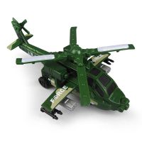 电动变形特技飞机玩具旋转灯光音乐万向移动男女孩儿童直升机模型 旋转武装直升机（绿色） 厂配（自备电池）