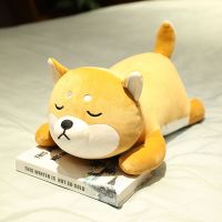 可爱柴犬毛绒玩具床上抱枕公仔趴趴狗玩偶女生睡觉布娃娃生日礼物 棕色眯眼款(软体柴犬公仔) 35厘米