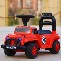 儿童扭扭车带音乐宝宝滑行车四轮溜溜车1-3岁助步车带护栏手推 红色牧马人+礼包