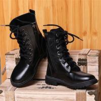 军短靴新款童鞋秋冬男女童棉鞋中大童皮靴子女童雪地鞋儿童马丁靴 黑色 新款拉链单靴如图 26