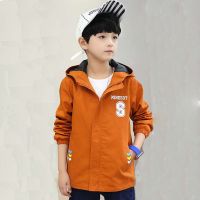 中大童男童秋冬拼接外套小童时尚新款春装儿童男孩洋气夹克上衣潮 姜黄色 S风衣款不加棉 120 建议身高120厘米