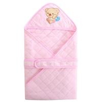 春夏秋冬款薄款婴儿纯棉抱被包被包毯包巾新生儿初生加厚被子用品 春夏款粉色方格90*90