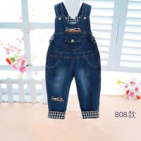1-2-3-4岁男女宝宝纯棉软牛仔背带裤儿童春秋单裤冬季套棉裤罩裤 宝蓝色 808两用裆单裤 90 建议75-83厘米