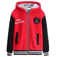 [茹福][75棉25腈纶]男童秋冬款中大童大码休闲卫衣棒球服外套 红色 130(身高120cm-130cm)