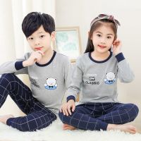 纯棉儿童内衣套装宝宝婴儿全棉秋衣秋裤男童女童内衣棉毛衫秋冬款 喜-灰色小熊 100码(身高90-100cm)