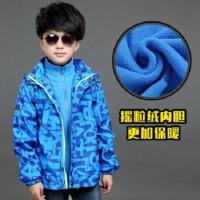 童装男童外套秋冬装2020加厚男冲锋衣三合一冲锋衣可拆卸中大童 双色冲锋衣蓝色(三合一加厚) 12# 120码
