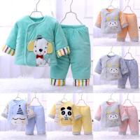 婴儿衣服加厚新生儿棉衣袄加绒夹层保暖纯棉套装0-8个月宝宝冬季 2件棉衣单衣随机 50码(0-3个月)