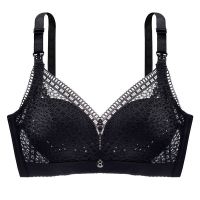 聚拢防下垂前开扣孕妇喂奶文胸蕾丝薄款透气调整型哺乳内衣 235#黑色 34=75B/C