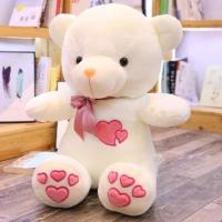 泰迪熊抱抱熊毛绒玩具大熊猫玩偶可爱大熊公仔布娃娃生日礼物女生 粉红色 45厘米【小号-送玫瑰花】