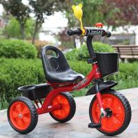 儿童三轮车/脚踏车/小孩手推自行车/男女宝宝玩具单车1-3-5岁童车 红色经典发泡轮