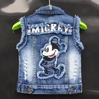 男童牛仔马甲2021春秋新款须边米奇薄款男宝宝大中小童单坎肩背心 须边米奇(单层) 90 建议身高85-90
