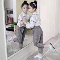 女童秋装新款套装长袖韩版中大童女童套装秋装洋气时尚女童套装新 白色 193飞飞 110