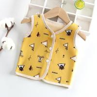 婴儿马甲0-1岁春秋冬季加厚保暖新生儿马甲宝宝马甲坎肩男女背心 单薄绒【黄色动物】马甲 80码