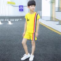 男童夏装套装2020新款6儿童8运动7夏季9短袖13大童男装12岁15男孩 A0008黄色 150适合身高[135-14