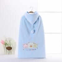 婴儿披风斗篷秋冬季款加厚新生幼儿童男女宝宝外出服披肩外套保暖 三只熊披风蓝色[加厚] 连帽衣长100(加厚0-5岁)