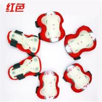 轮滑护具儿童头盔套装滑冰溜冰鞋滑板全套自行车平衡安全帽子护膝 荧光护具红色 S码适合20-50斤