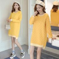 【可哺乳】孕妇装秋冬款卫衣中长款可打底宽松休闲孕妇哺乳连衣裙 1388#黄色哺乳连衣裙 M