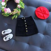 女宝宝洋气短裙韩版童装女童秋季新款甜美口袋灯芯绒半身裙包臀裙 黑色 灯芯绒短裙 吊牌7码(身高85-95厘米)