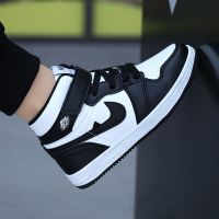 男童高帮板鞋2020秋冬新款二棉潮鞋防水皮面篮球鞋女童运动鞋白鞋 黑白 x1976皮面·送袜 28码/内长17.9C