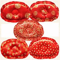 宝宝枕头0-3岁新生儿透气纯棉卡通荞麦防偏头定型枕婴儿枕可拆洗 蚕沙枕男宝(圆形定型)