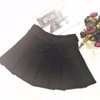 女童秋冬百褶裙学院风半身裙2019新款洋气时尚下身裙儿童毛呢短裙 黑色 90