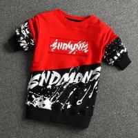 男童卫衣中大儿童春秋装长袖t恤秋冬男孩加绒打底衫纯棉保暖上衣 红黑SND潮-薄款 110码 建议身高95-105cm