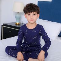 儿童纯棉内衣套装男童中领秋衣秋裤男孩中大童全棉春秋睡衣 19167 男童 120