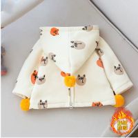 男女童冬装套棉袄宝宝连帽卫衣潮款2020新款拉链衫洋气外套单上衣 米白色-加绒加厚卫衣 后背有拉链 73